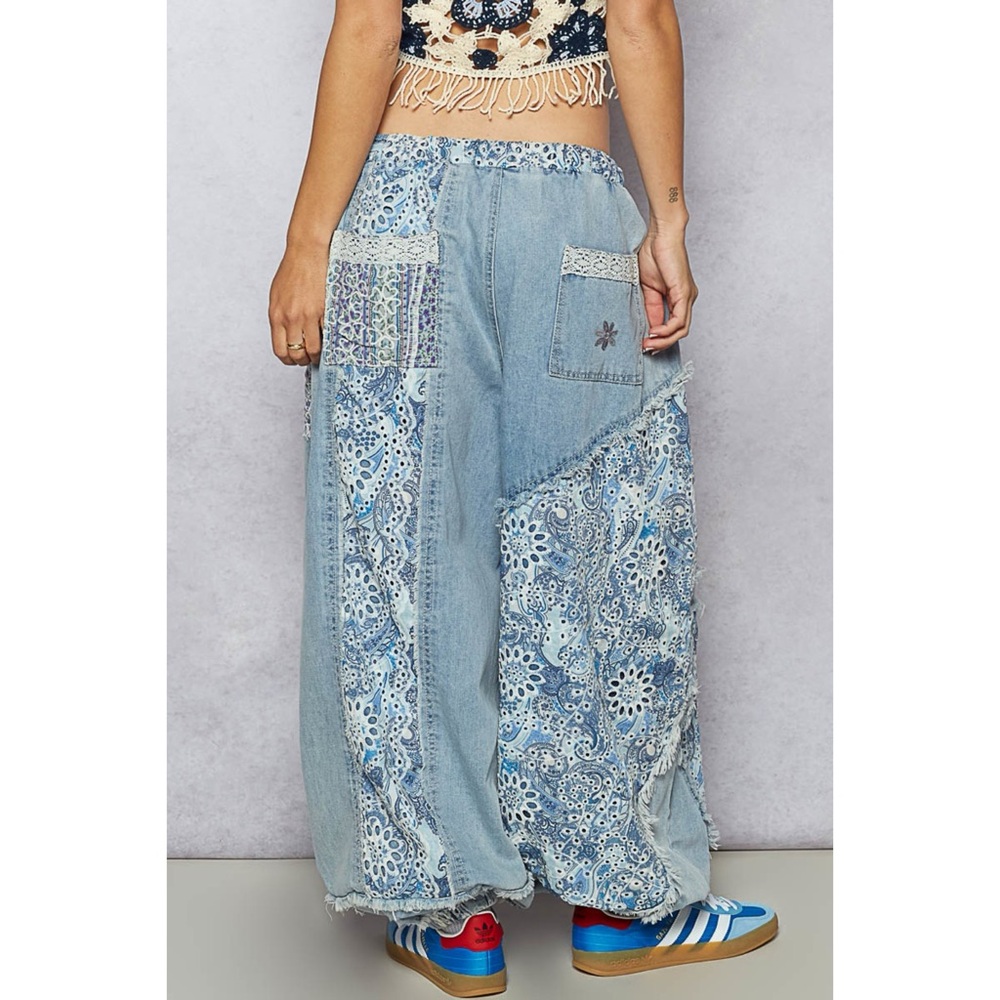 Patchwork Baggy Denim Joggers - Picture 7 of 10